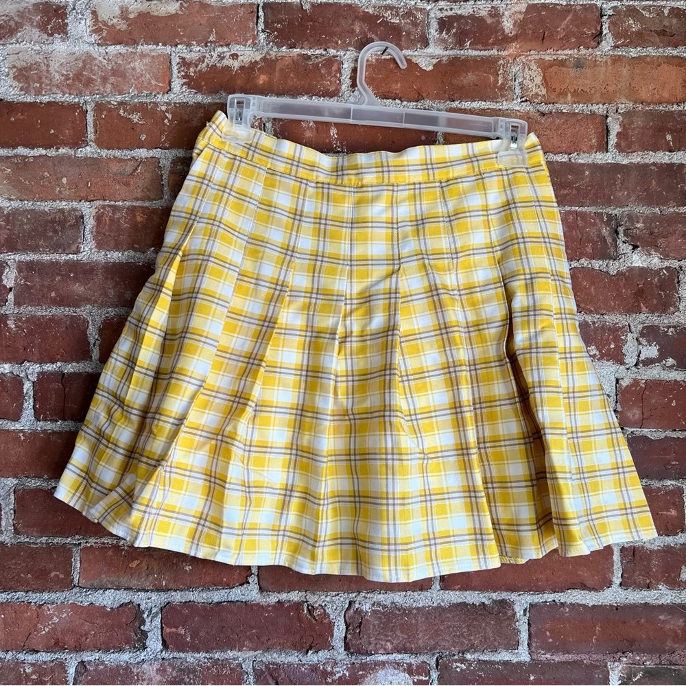 Pleated Yellow Plaid Skirt